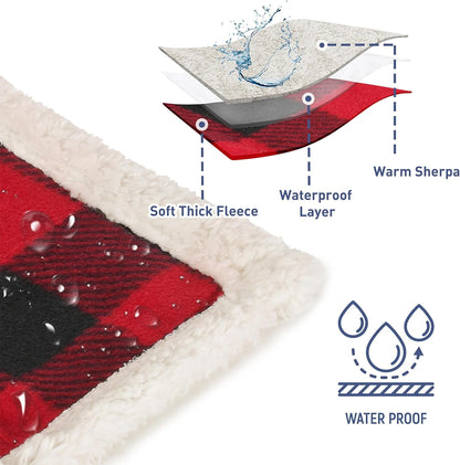 Pawsse Waterproof Pet Blanket, Pee Urine Proof Dog Blanket Cover for Couch Bed Furniture Protector, Liquid Proof Blanket for Small Medium Dogs, Buffale Red/Tuape, 50” x 60”. Buffale Red/Tuape