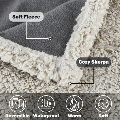 Pawsse Waterproof Pet Blanket, Pee Urine Proof Dog Blanket Cover for Couch Bed Furniture Protector, Liquid Proof Blanket for Small Medium Dogs, Buffale Red/Tuape, 50” x 60”. Gray/Tuape