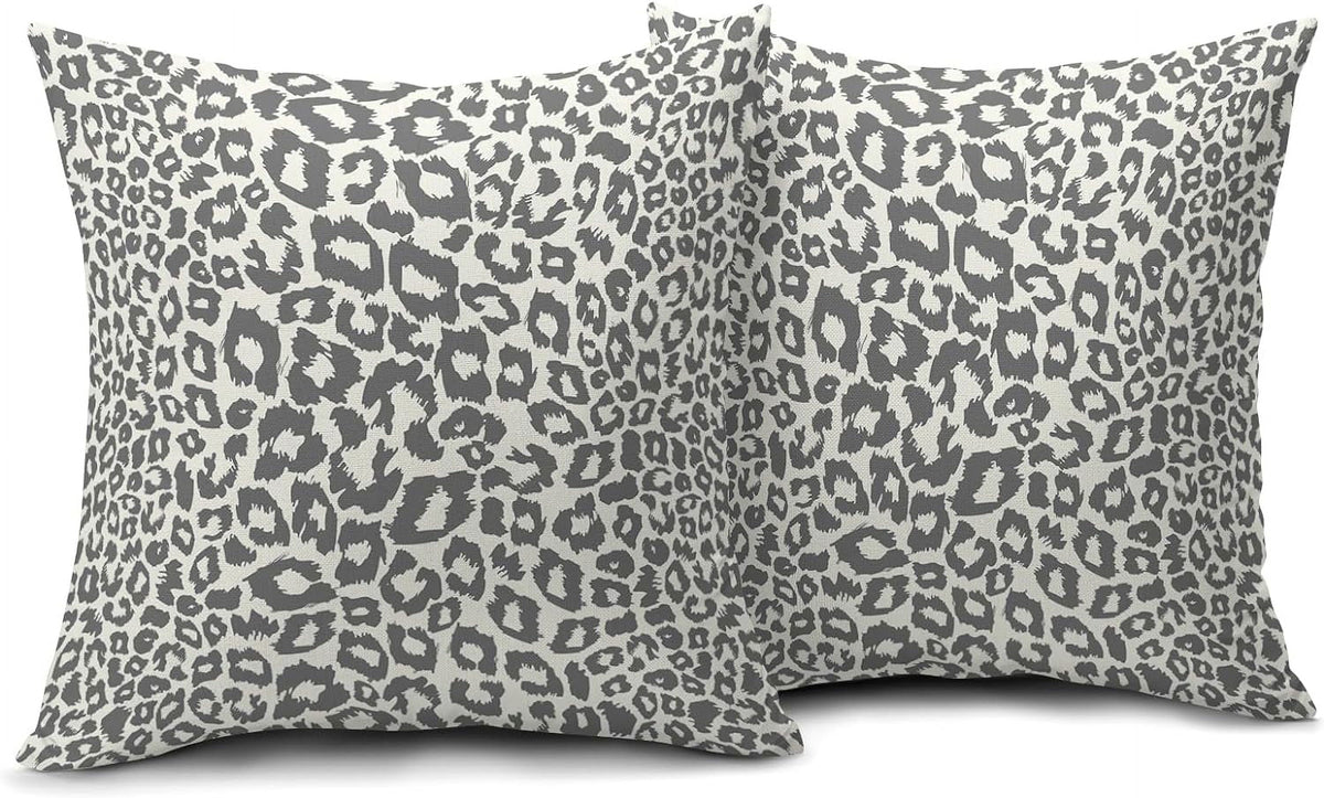 Lime Green White Leopard Print Pillow Covers 18x18 Inch Set of 2 Cheetah Animal Spots Decorative Throw Pillows For Couch Farmhouse Chinoiserie Pillow Cases Home Decor For Room Sofa Bed Porch Outdoor 20" x 20" Black Leopard