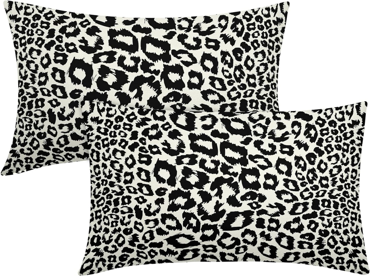 Lime Green White Leopard Print Pillow Covers 18x18 Inch Set of 2 Cheetah Animal Spots Decorative Throw Pillows For Couch Farmhouse Chinoiserie Pillow Cases Home Decor For Room Sofa Bed Porch Outdoor 12" x 20" Blue Leopard
