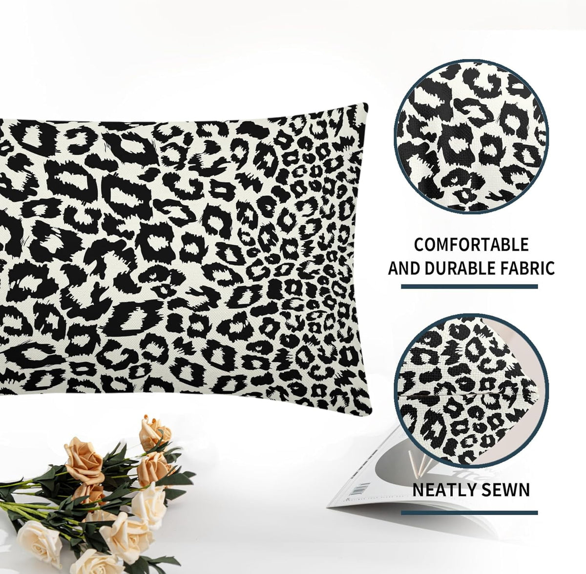 Lime Green White Leopard Print Pillow Covers 18x18 Inch Set of 2 Cheetah Animal Spots Decorative Throw Pillows For Couch Farmhouse Chinoiserie Pillow Cases Home Decor For Room Sofa Bed Porch Outdoor 12" x 20" Blue Leopard