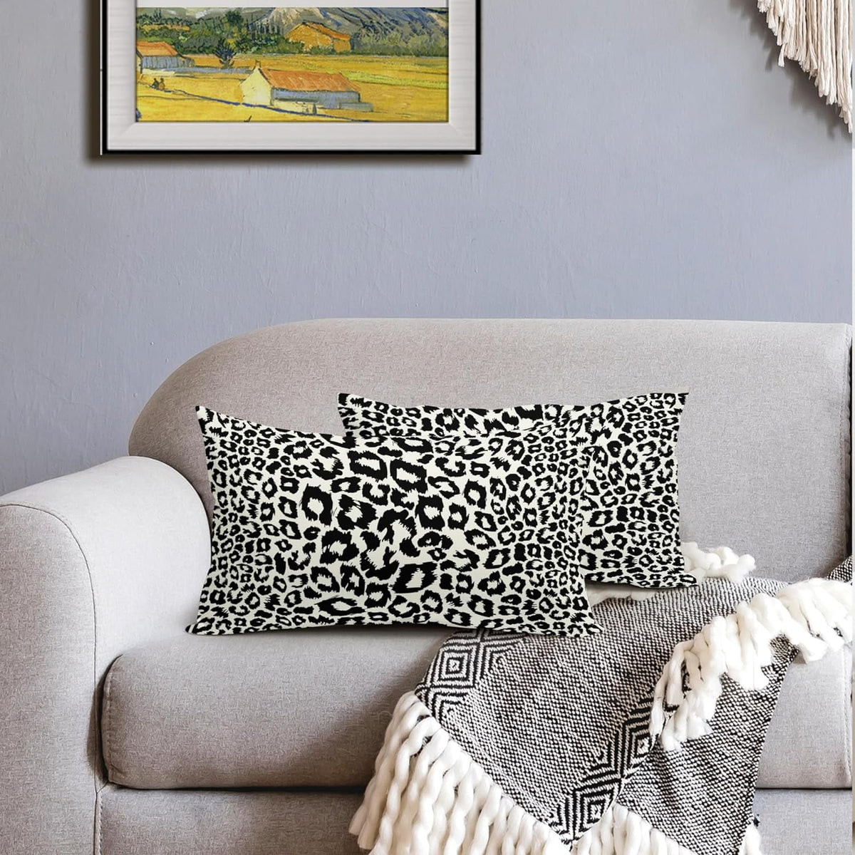Lime Green White Leopard Print Pillow Covers 18x18 Inch Set of 2 Cheetah Animal Spots Decorative Throw Pillows For Couch Farmhouse Chinoiserie Pillow Cases Home Decor For Room Sofa Bed Porch Outdoor 12" x 20" Blue Leopard