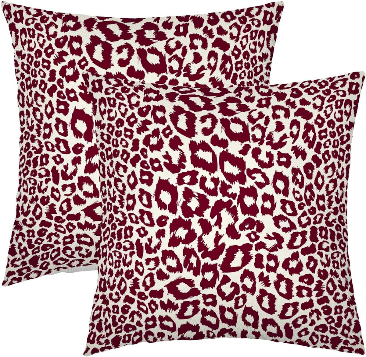 Lime Green White Leopard Print Pillow Covers 18x18 Inch Set of 2 Cheetah Animal Spots Decorative Throw Pillows For Couch Farmhouse Chinoiserie Pillow Cases Home Decor For Room Sofa Bed Porch Outdoor 16" x 16" Burgundy