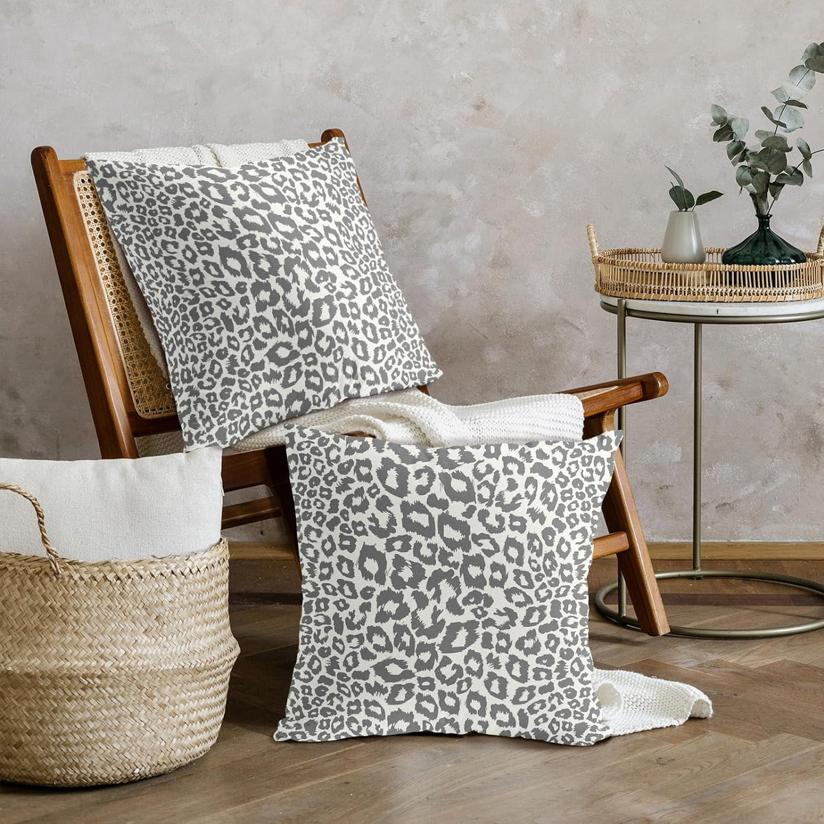 Lime Green White Leopard Print Pillow Covers 18x18 Inch Set of 2 Cheetah Animal Spots Decorative Throw Pillows For Couch Farmhouse Chinoiserie Pillow Cases Home Decor For Room Sofa Bed Porch Outdoor 20" x 20" Green Leopard