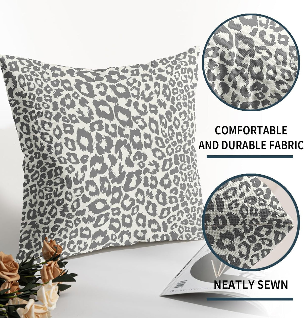 Lime Green White Leopard Print Pillow Covers 18x18 Inch Set of 2 Cheetah Animal Spots Decorative Throw Pillows For Couch Farmhouse Chinoiserie Pillow Cases Home Decor For Room Sofa Bed Porch Outdoor 20" x 20" Orange Leopard