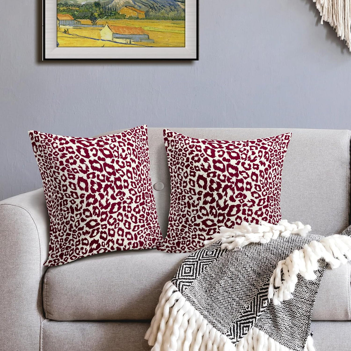 Lime Green White Leopard Print Pillow Covers 18x18 Inch Set of 2 Cheetah Animal Spots Decorative Throw Pillows For Couch Farmhouse Chinoiserie Pillow Cases Home Decor For Room Sofa Bed Porch Outdoor 16" x 16" Pink Leopard