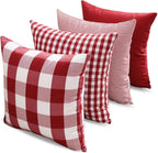 Light Blue Farmhouse Buffalo Plaid Pillow Covers 18x18 Set of 2 Patio Outdoor Decor Neutral Checkered Pillow Covers 18 x 18, Blue and White Gingham 20x20 Square Black