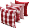 Light Blue Farmhouse Buffalo Plaid Pillow Covers 18x18 Set of 2 Patio Outdoor Decor Neutral Checkered Pillow Covers 18 x 18, Blue and White Gingham Pinstripe 18"x18", Set of 2 Burgundy