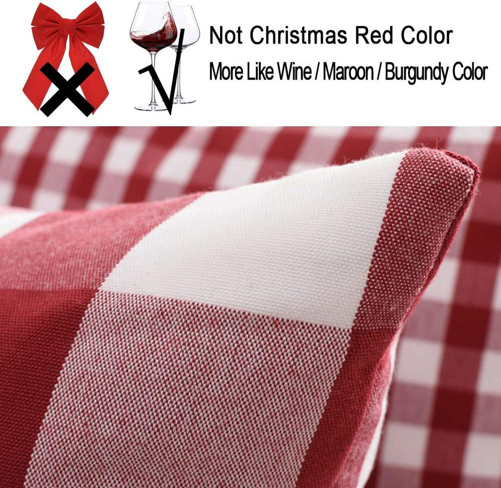 Light Blue Farmhouse Buffalo Plaid Pillow Covers 18x18 Set of 2 Patio Outdoor Decor Neutral Checkered Pillow Covers 18 x 18, Blue and White Gingham Pinstripe 18"x18", Set of 2 Burgundy