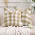 Light Blue Farmhouse Buffalo Plaid Pillow Covers 18x18 Set of 2 Patio Outdoor Decor Neutral Checkered Pillow Covers 18 x 18, Blue and White Gingham Plaid Gingham 18"x18", Set of 2 Burgundy