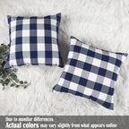 Light Blue Farmhouse Buffalo Plaid Pillow Covers 18x18 Set of 2 Patio Outdoor Decor Neutral Checkered Pillow Covers 18 x 18, Blue and White Gingham Plaid Check 18"x18", Set of 2 Greyish Blue