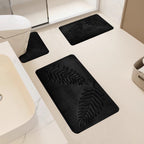 3 Pcs Bathroom Rugs, Leaves Bath Mat Toilet Mats, Soft Comfortable Non-Slip Bathroom Rug Set, Bath Mats for Bathroom, Machine Washable Bath Mat Bathroom Rug Sets, 20x31.5in 3pc Black