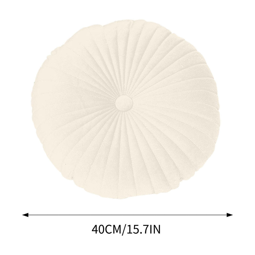 Round Throw Pillow 15.7 inch Decorative Round Velvet Floor Pillows Small Pumpkin Throw Pillow Cushion for Living Room Sofa Bed, Gray Beige