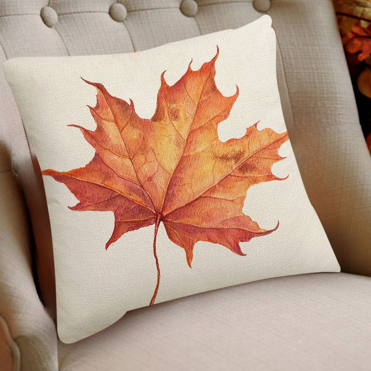 Fall Pillow Covers 18 x 18 inch Pumpkin Maple leaves Throw Pillow Covers Outdoor Autumn Thanksgiving Harvest Farmhouse Pillowcase Cushion Case for Home Sofa Fall Decor B