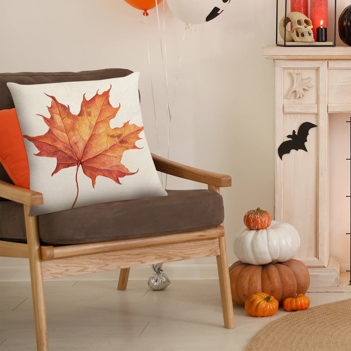 Fall Pillow Covers 18 x 18 inch Pumpkin Maple leaves Throw Pillow Covers Outdoor Autumn Thanksgiving Harvest Farmhouse Pillowcase Cushion Case for Home Sofa Fall Decor B