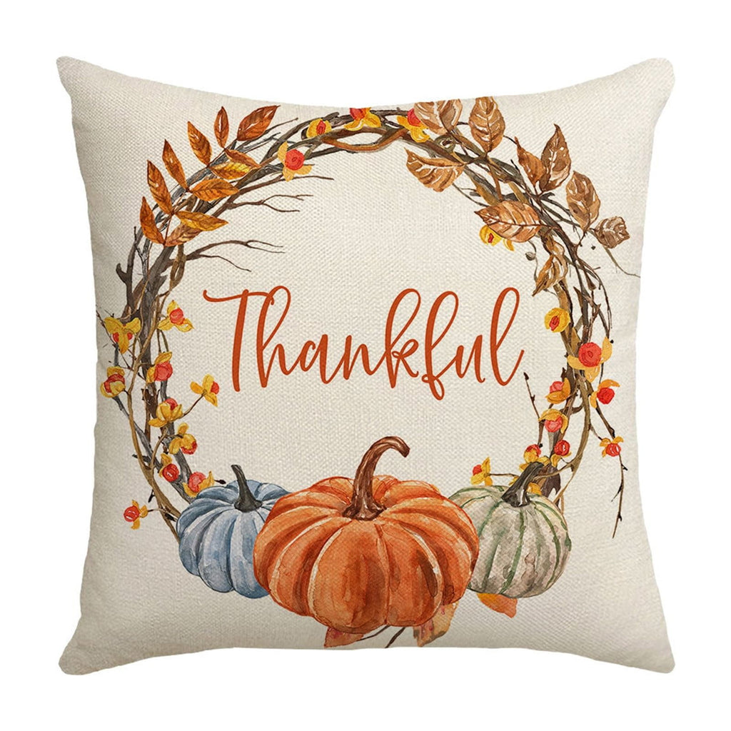 Fall Pillow Covers 18 x 18 inch Pumpkin Maple leaves Throw Pillow Covers Outdoor Autumn Thanksgiving Harvest Farmhouse Pillowcase Cushion Case for Home Sofa Fall Decor C