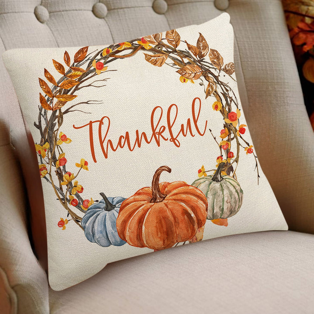Fall Pillow Covers 18 x 18 inch Pumpkin Maple leaves Throw Pillow Covers Outdoor Autumn Thanksgiving Harvest Farmhouse Pillowcase Cushion Case for Home Sofa Fall Decor C