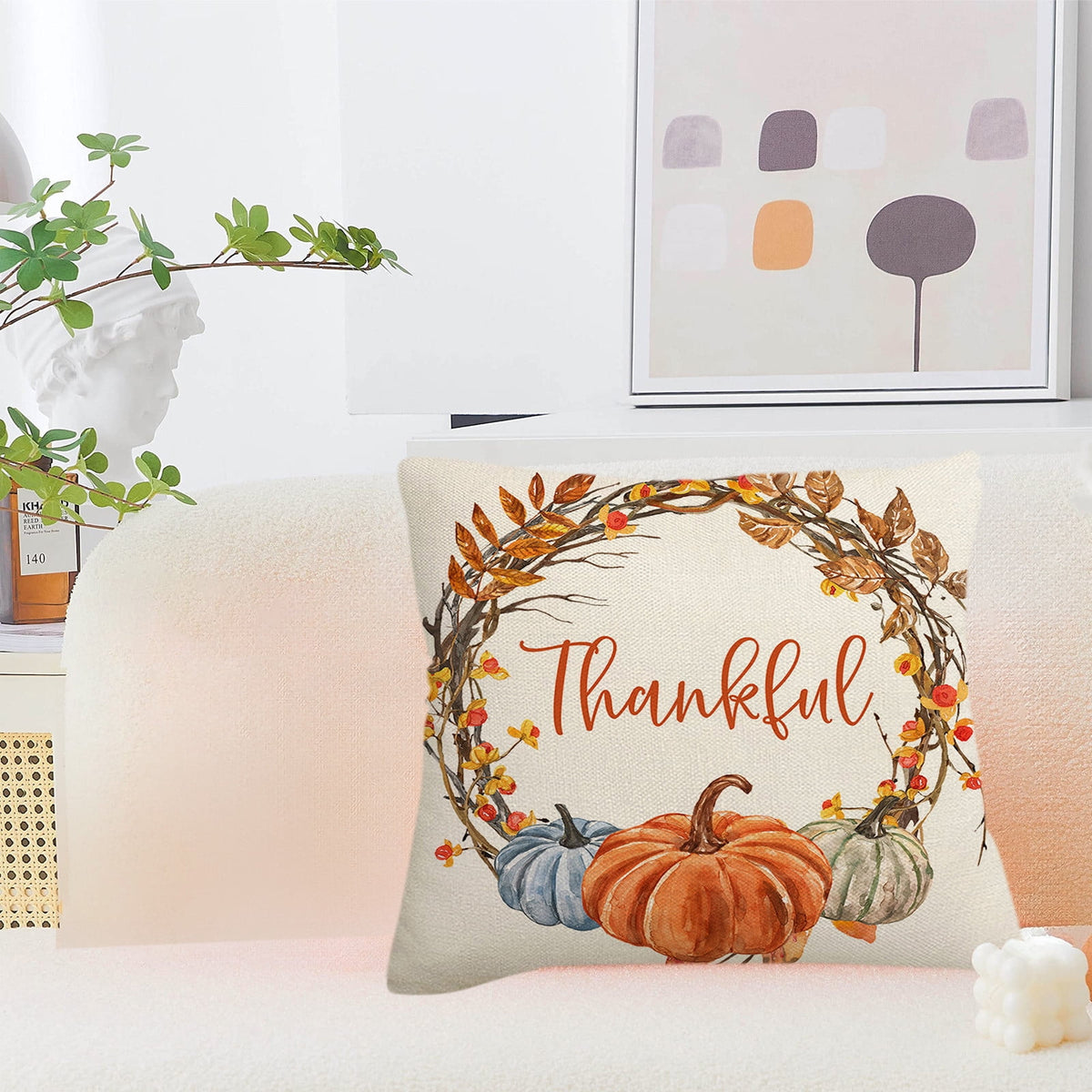 Fall Pillow Covers 18 x 18 inch Pumpkin Maple leaves Throw Pillow Covers Outdoor Autumn Thanksgiving Harvest Farmhouse Pillowcase Cushion Case for Home Sofa Fall Decor C