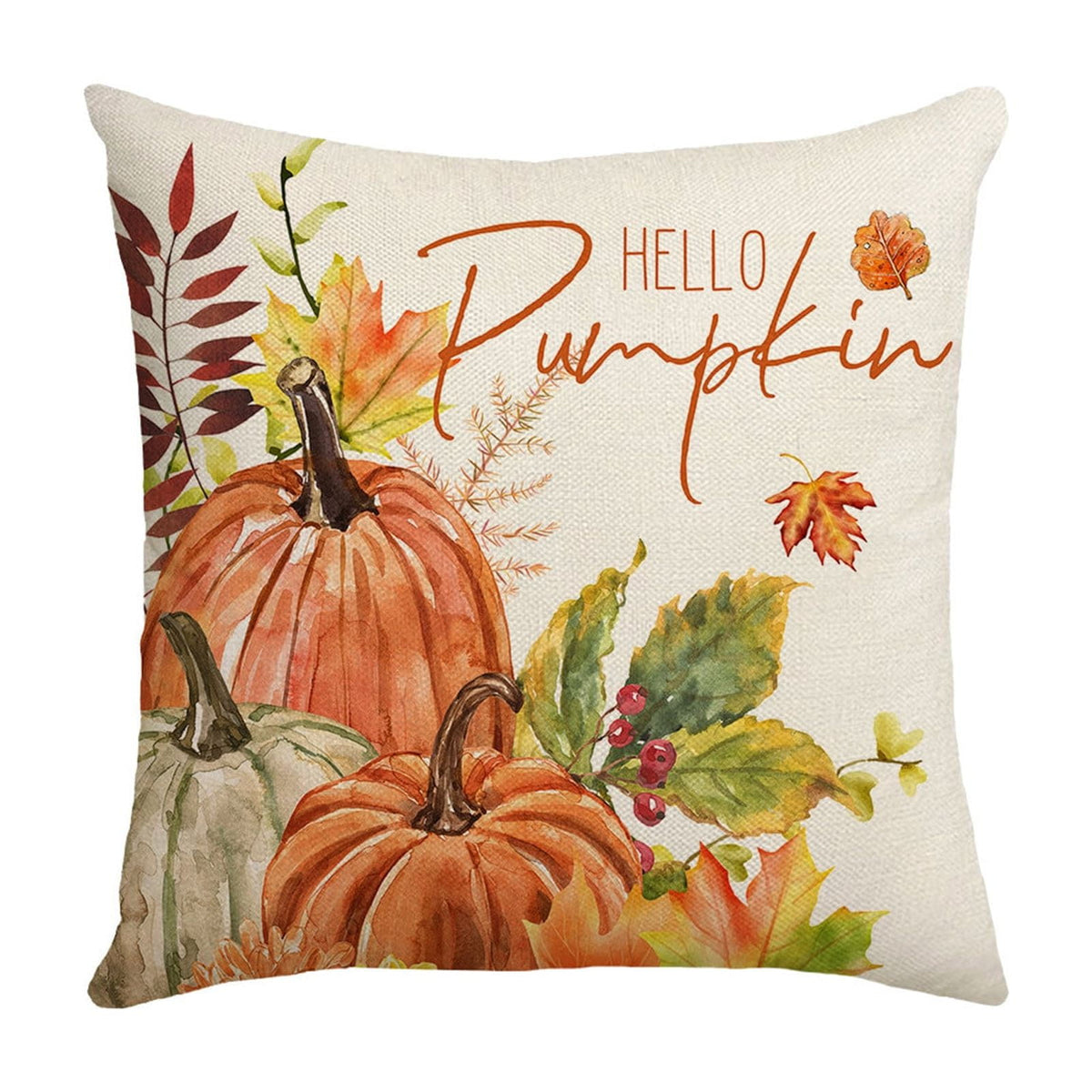 Fall Pillow Covers 18 x 18 inch Pumpkin Maple leaves Throw Pillow Covers Outdoor Autumn Thanksgiving Harvest Farmhouse Pillowcase Cushion Case for Home Sofa Fall Decor D