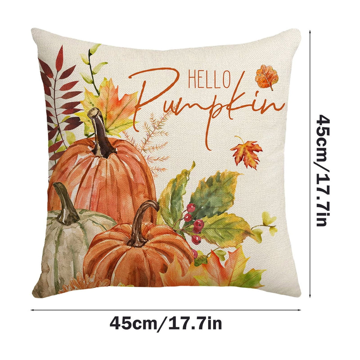 Fall Pillow Covers 18 x 18 inch Pumpkin Maple leaves Throw Pillow Covers Outdoor Autumn Thanksgiving Harvest Farmhouse Pillowcase Cushion Case for Home Sofa Fall Decor D