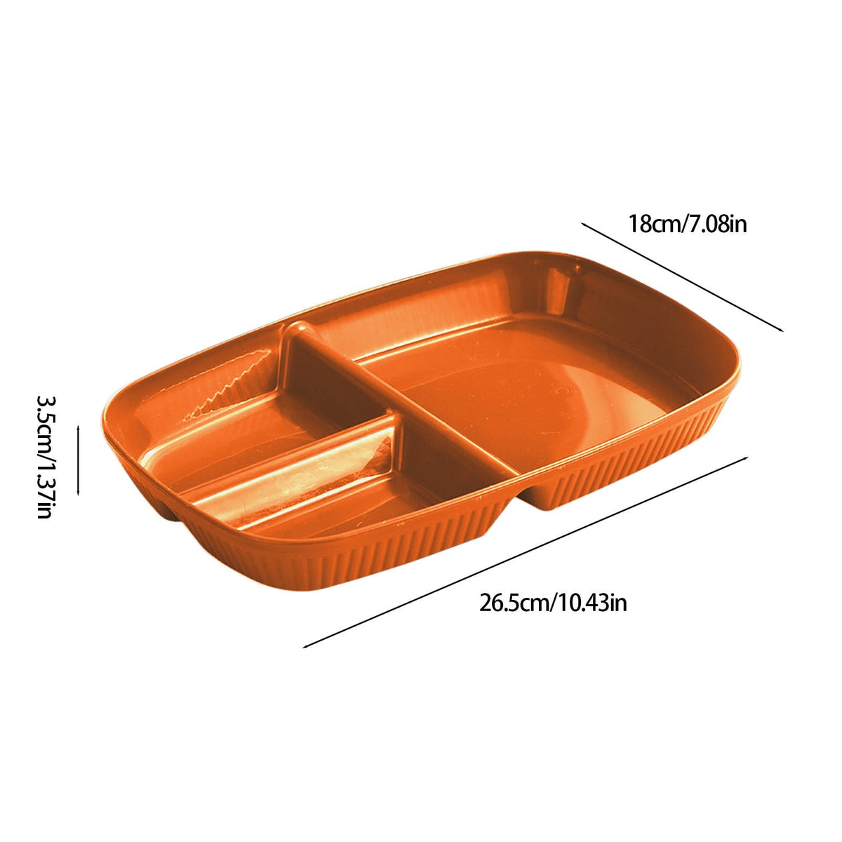 Large 10 Inch Wheat Straw Divided Plates for Adults Picnic, 3 Compartment Plates, Unbreakable Portion Control Plate, Reusable Plastic Compartment Plates, Dinner Plates Dessert Plates 10.4×7.1 in Orange