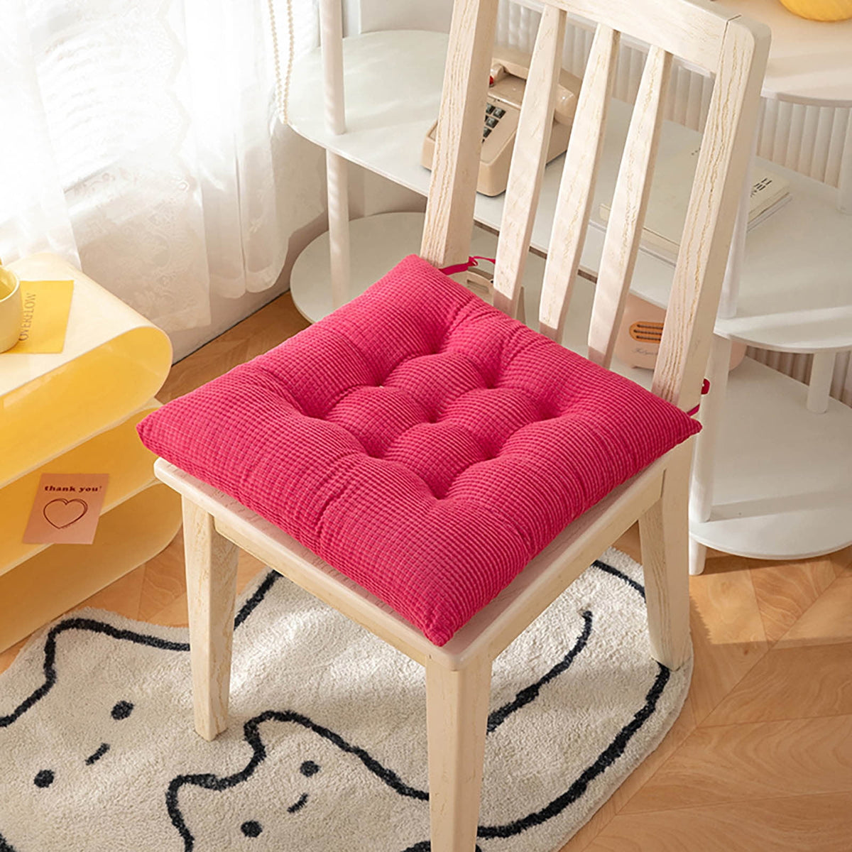 Solid Color Thickened Corduroy Chair Cushions 17.7 * 17.7in Extra-Large Size Seat Cushion with Machine Washable,Large Size Dining Chair Cushion Student Office Tatami Cushion Meditation Cushion 15.7" x 15.7" Green