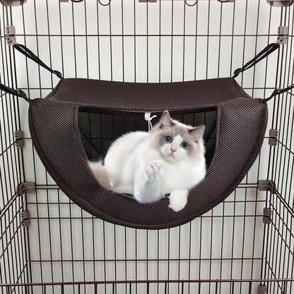 Darzheoy Cat Cage Hammock, Hanging Soft Pet Bed, Summer Breathable Pet Cage Hammock with Adjustable Straps, for Indoor Kitten Puppy Rabbit or Small Pet Coffee
