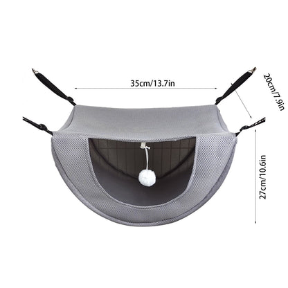 Darzheoy Cat Cage Hammock, Hanging Soft Pet Bed, Summer Breathable Pet Cage Hammock with Adjustable Straps, for Indoor Kitten Puppy Rabbit or Small Pet Gray