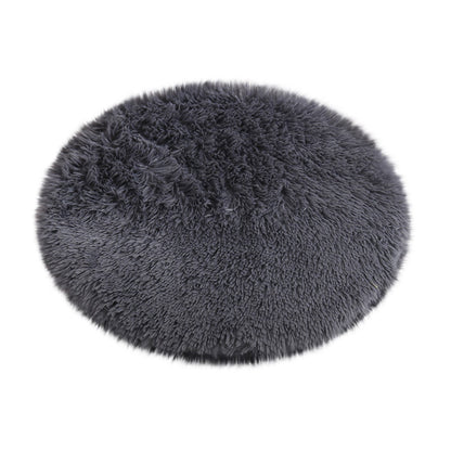 Darzheoy 16 inch Plush Dog Bed Mat Warm Fluffy Round Puppy Crate Pad with Anti-Slip Waterproof Bottom Soft Comfy Pet Kennel Mat for Small and Medium Dogs Black