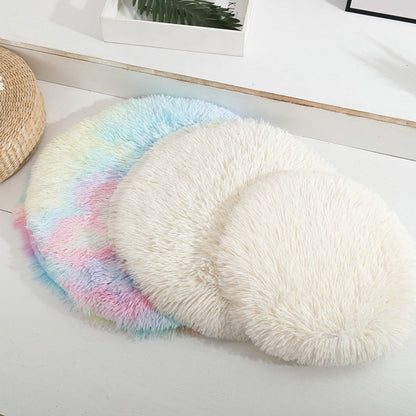 Darzheoy 16 inch Plush Dog Bed Mat Warm Fluffy Round Puppy Crate Pad with Anti-Slip Waterproof Bottom Soft Comfy Pet Kennel Mat for Small and Medium Dogs Black