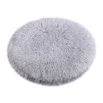 Darzheoy 16 inch Plush Dog Bed Mat Warm Fluffy Round Puppy Crate Pad with Anti-Slip Waterproof Bottom Soft Comfy Pet Kennel Mat for Small and Medium Dogs Gray