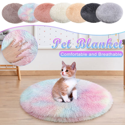 Darzheoy 16 inch Plush Dog Bed Mat Warm Fluffy Round Puppy Crate Pad with Anti-Slip Waterproof Bottom Soft Comfy Pet Kennel Mat for Small and Medium Dogs Purple