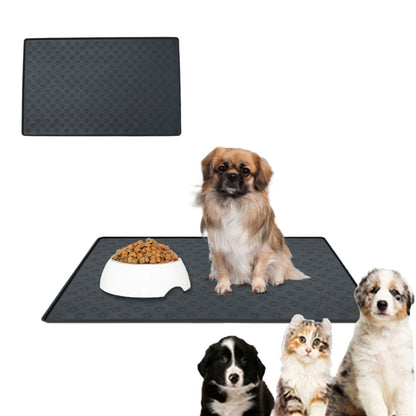 Darzheoy Dog Food Mat, Waterproof Dog Bowl Mat, Silicone Dog Mat for Food and Water, Pet Food Mat with Edges, Nonslip Dog Feeding Mat, Dog Food Mats for Floors Black
