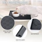 Darzheoy Dog Food Mat, Waterproof Dog Bowl Mat, Silicone Dog Mat for Food and Water, Pet Food Mat with Edges, Nonslip Dog Feeding Mat, Dog Food Mats for Floors Black