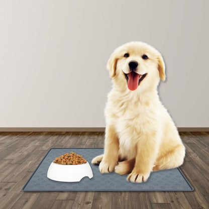 Darzheoy Dog Food Mat, Waterproof Dog Bowl Mat, Silicone Dog Mat for Food and Water, Pet Food Mat with Edges, Nonslip Dog Feeding Mat, Dog Food Mats for Floors Gray