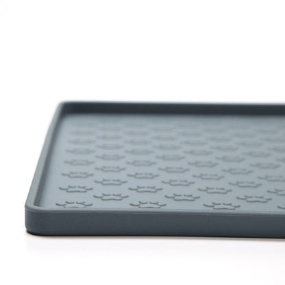 Darzheoy Dog Food Mat, Waterproof Dog Bowl Mat, Silicone Dog Mat for Food and Water, Pet Food Mat with Edges, Nonslip Dog Feeding Mat, Dog Food Mats for Floors Gray