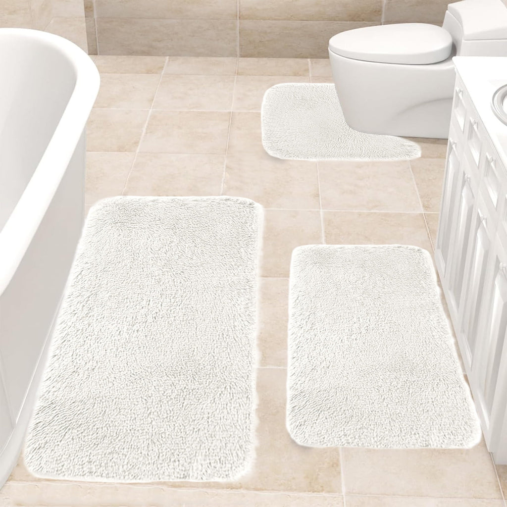 Bathroom Rugs Sets 3 Piece, Bath Rugs for Bathroom Non Slip, Ultra Soft Water Absorbent Microfiber Bath Mat Set, Machine Washable Thick Plush Bath Mats for Bathroom Floor,Tub and Shower 3 pc Blue 1