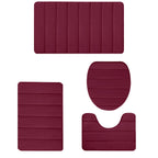 Bathroom Rugs Sets 3 Piece, Bath Rugs for Bathroom Non Slip, Ultra Soft Water Absorbent Microfiber Bath Mat Set, Machine Washable Thick Plush Bath Mats for Bathroom Floor,Tub and Shower 4 pc Red