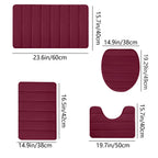 Bathroom Rugs Sets 3 Piece, Bath Rugs for Bathroom Non Slip, Ultra Soft Water Absorbent Microfiber Bath Mat Set, Machine Washable Thick Plush Bath Mats for Bathroom Floor,Tub and Shower 4 pc Red