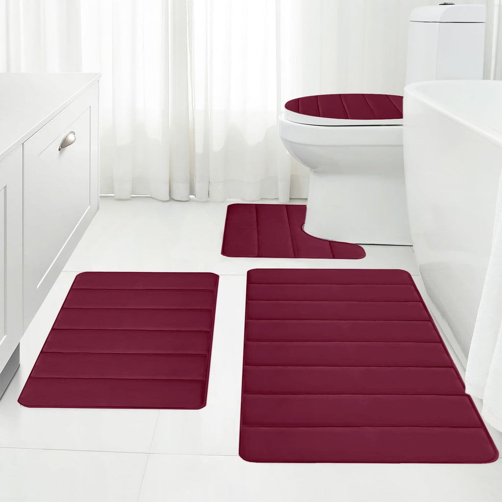Bathroom Rugs Sets 3 Piece, Bath Rugs for Bathroom Non Slip, Ultra Soft Water Absorbent Microfiber Bath Mat Set, Machine Washable Thick Plush Bath Mats for Bathroom Floor,Tub and Shower 4 pc White 1