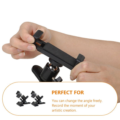 HOOWIFFY Guitar Phone Mount Metal Holder Black for Music Scores and Video Recording 2Pcs