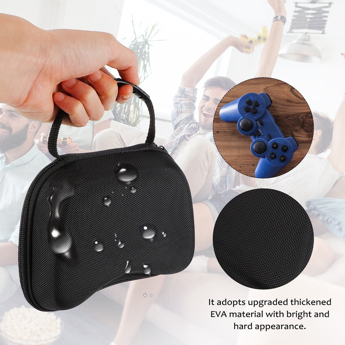 HOOWIFFY Black Game Controller Protective Case with EVA Material, Scratch-Resistant and Shockproof Lining for Enhanced Safety