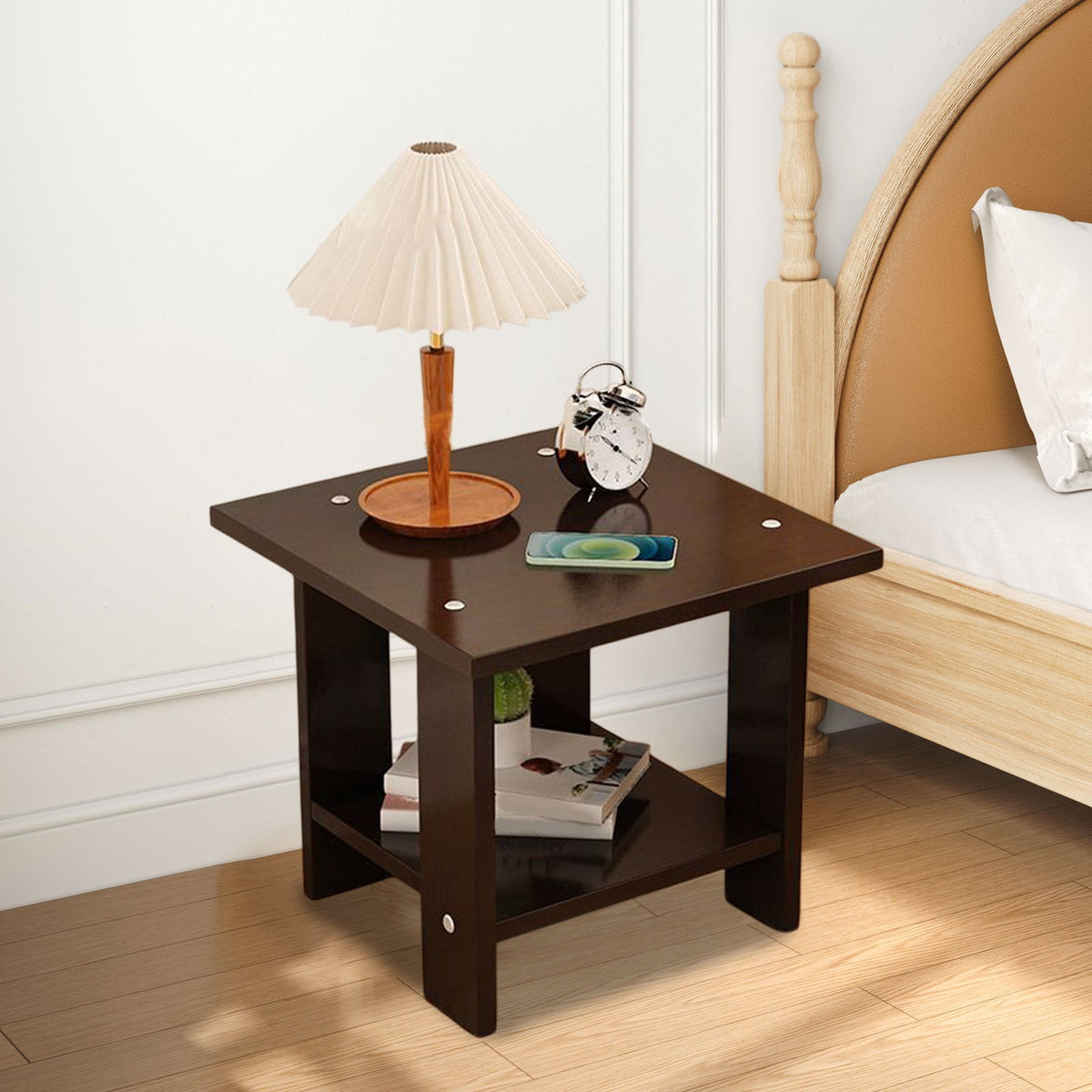 Compact Multi-Functional Side Table, Small Accent End Table for Sofa, Bedside, Living Room & Apartment, Portable Tea Table Nightstand Black
