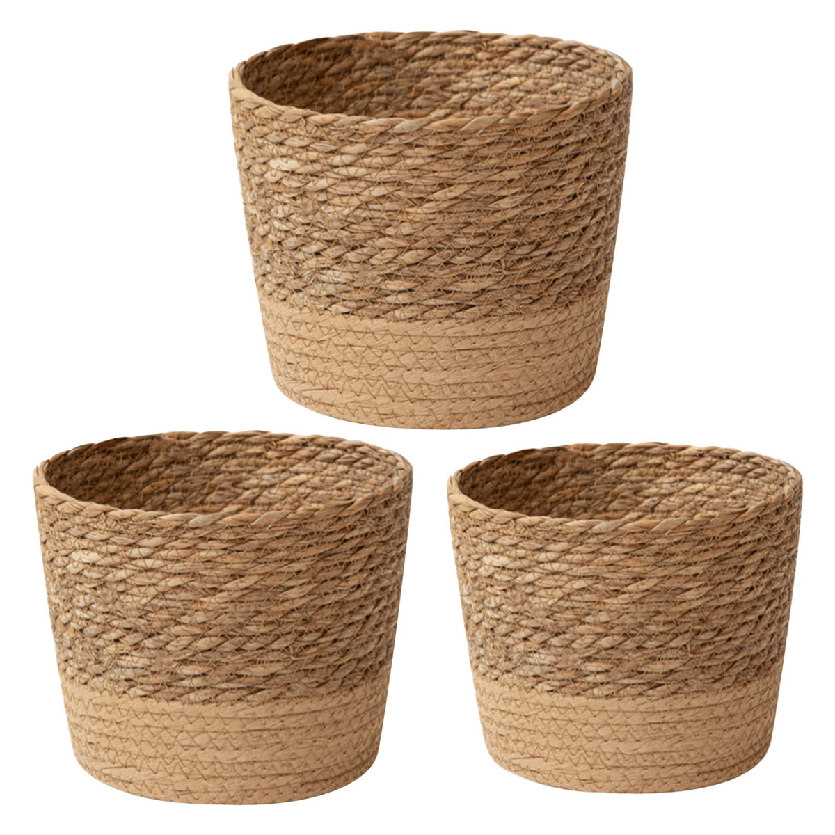 Woven Seagrass Plant Basket, Flower Pots Home Boho Decor, Storage Picnic Grocery Straw Bag for Plant Artificial Tree - 5.5"×8.7"×6.3 D