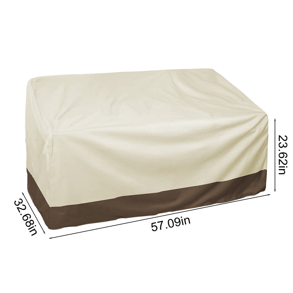 Patio Benches Loveseat Covers, Heavy Duty Patio Deep Bench Loveseat Cover, Waterproof Outdoor Deep Sofa Cover, Lawn Patio Furniture Covers with Air Vent 57.9×31×32.7 in Beige