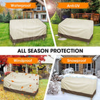 Patio Benches Loveseat Covers, Heavy Duty Patio Deep Bench Loveseat Cover, Waterproof Outdoor Deep Sofa Cover, Lawn Patio Furniture Covers with Air Vent 57.9×31×32.7 in Beige