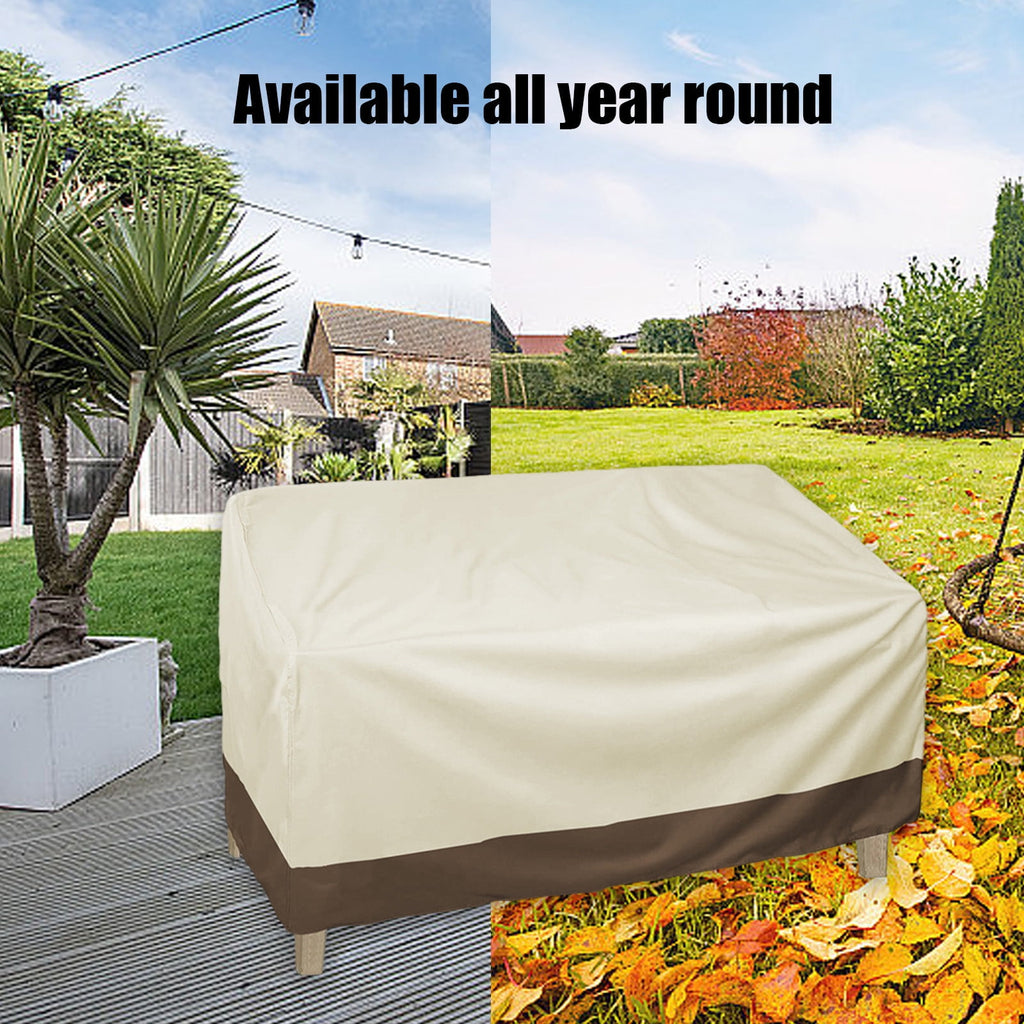 Patio Benches Loveseat Covers, Heavy Duty Patio Deep Bench Loveseat Cover, Waterproof Outdoor Deep Sofa Cover, Lawn Patio Furniture Covers with Air Vent 57.9×31×32.7 in Beige