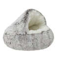 Darzheoy Calming Dog Beds & Cat Cave Bed with Hooded Cover, Removable Washable Round Beds for Small Medium Pets, Anti-Slip Plush Coved Bed for Pet (20"x20") F