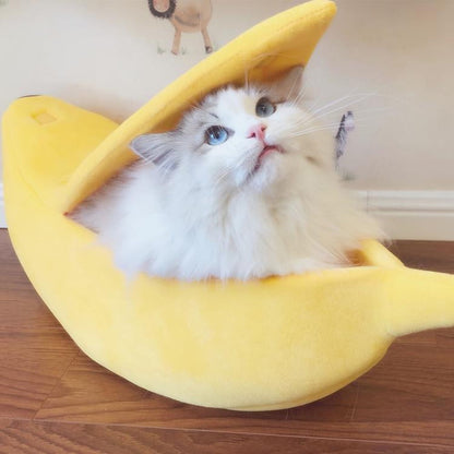 Darzheoy Banana Pet Bed, Cute Funny Fruit Bed with Removable Cushion for Dogs, Indoor Cats, Rabbits, Small Animals Yellow