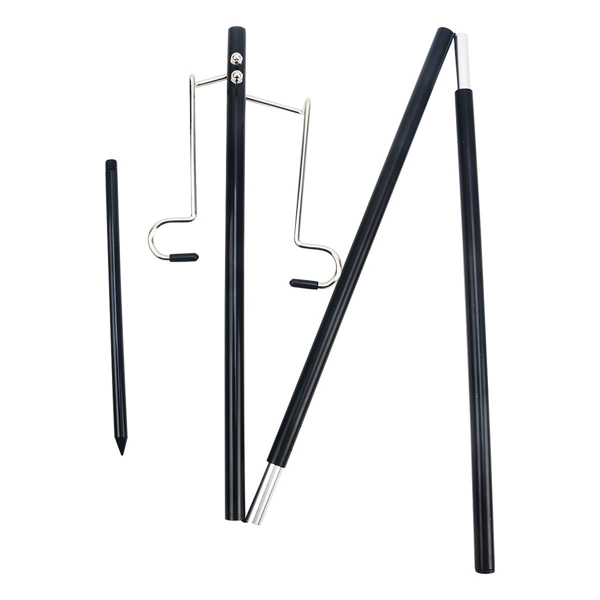 Folding Lantern Stand Pole Portable Lamp Stand Hook Collapasible Light Stand Holder for Camping Fishing Picnic BBQ Outdoor Activities (Black)